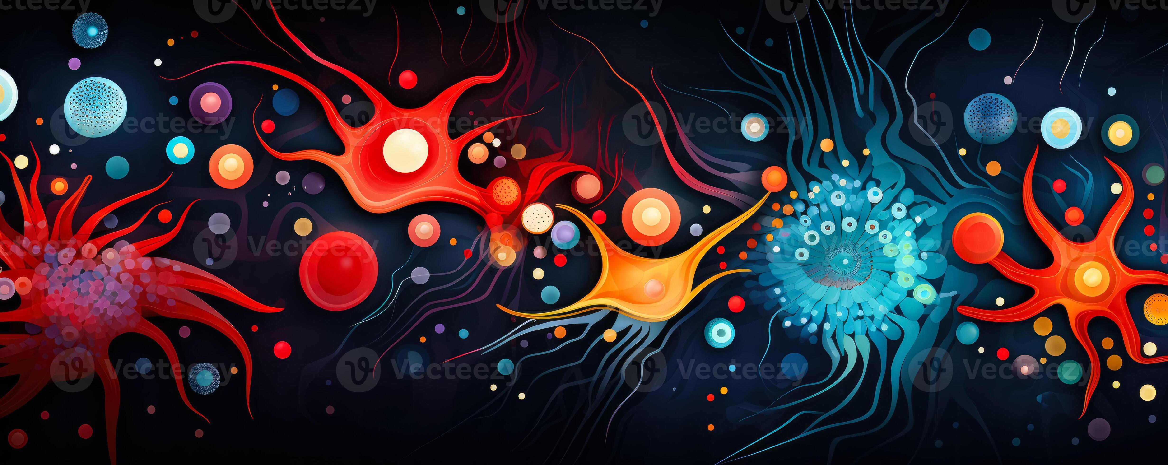 Bizarre microorganism inspired patterns background with empty space for