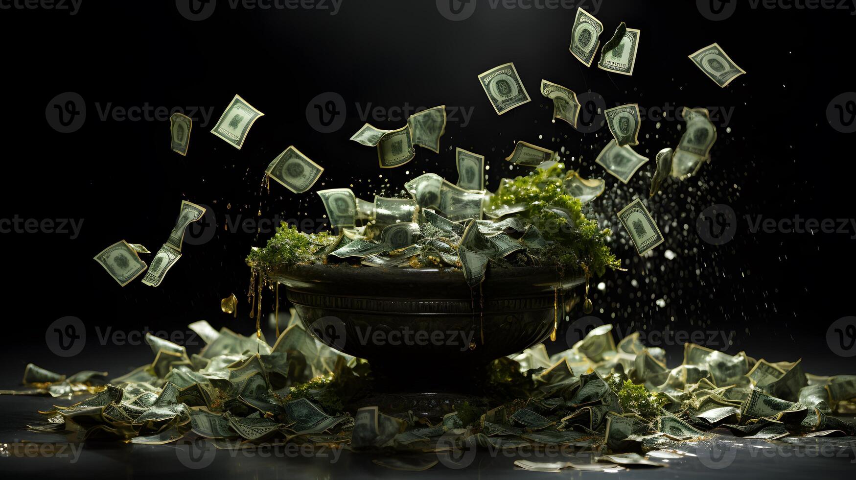 Money background wallpaper design, financial concept, rich, coins, cash, wealth, economy, Generative AI photo