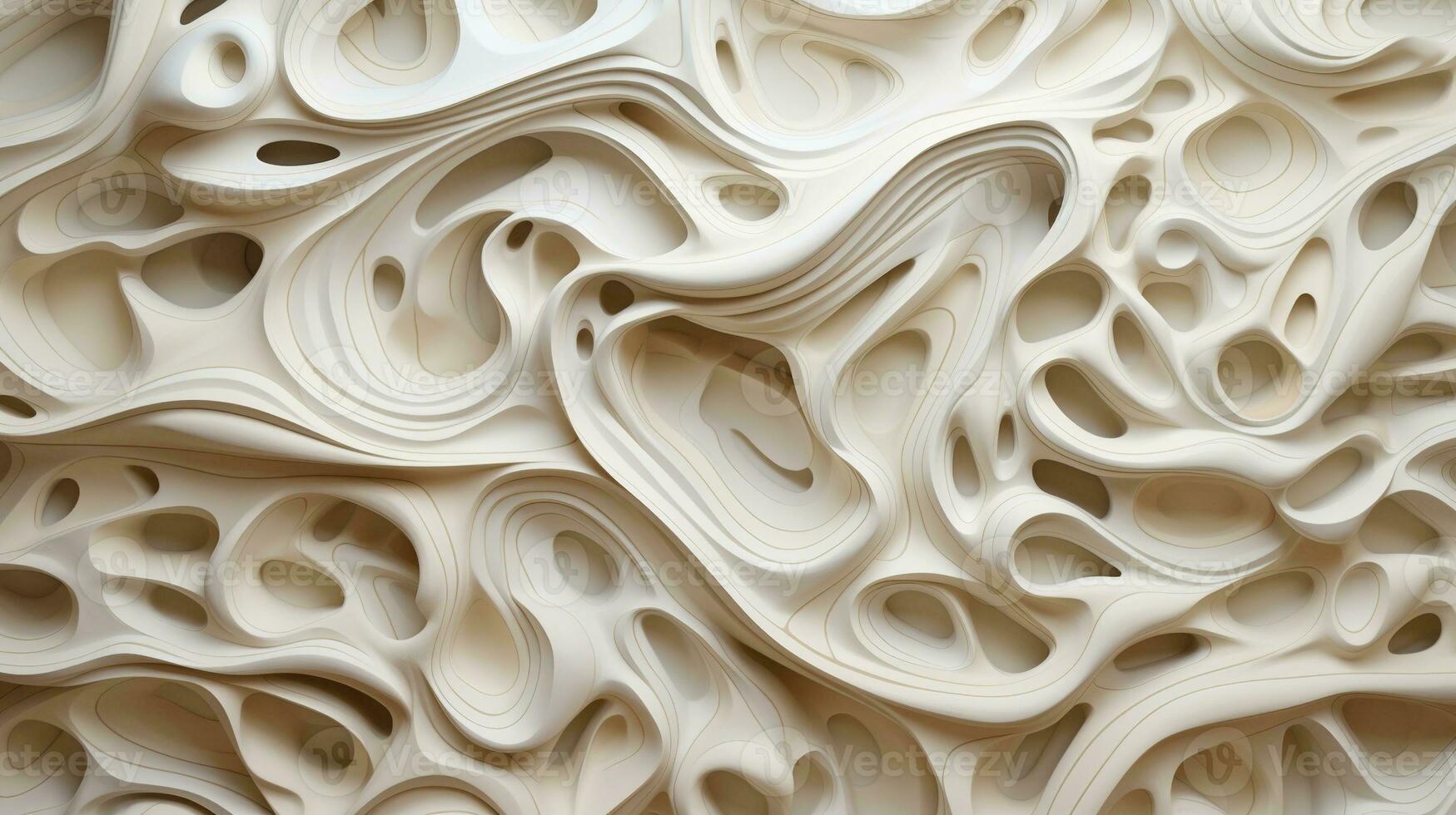 Generative AI, white, ivory and beige modelling clay, gypsum or ceramic background and texture, curls and flowing forms photo