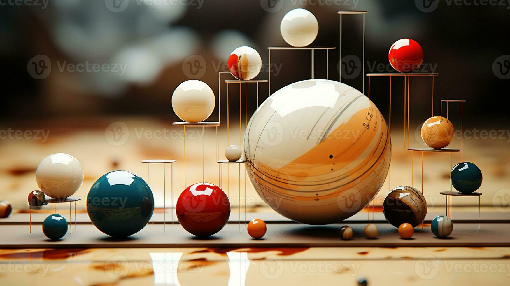 Generative AI, 3d effect abstract geometric figures charts, spheres and cubes photo
