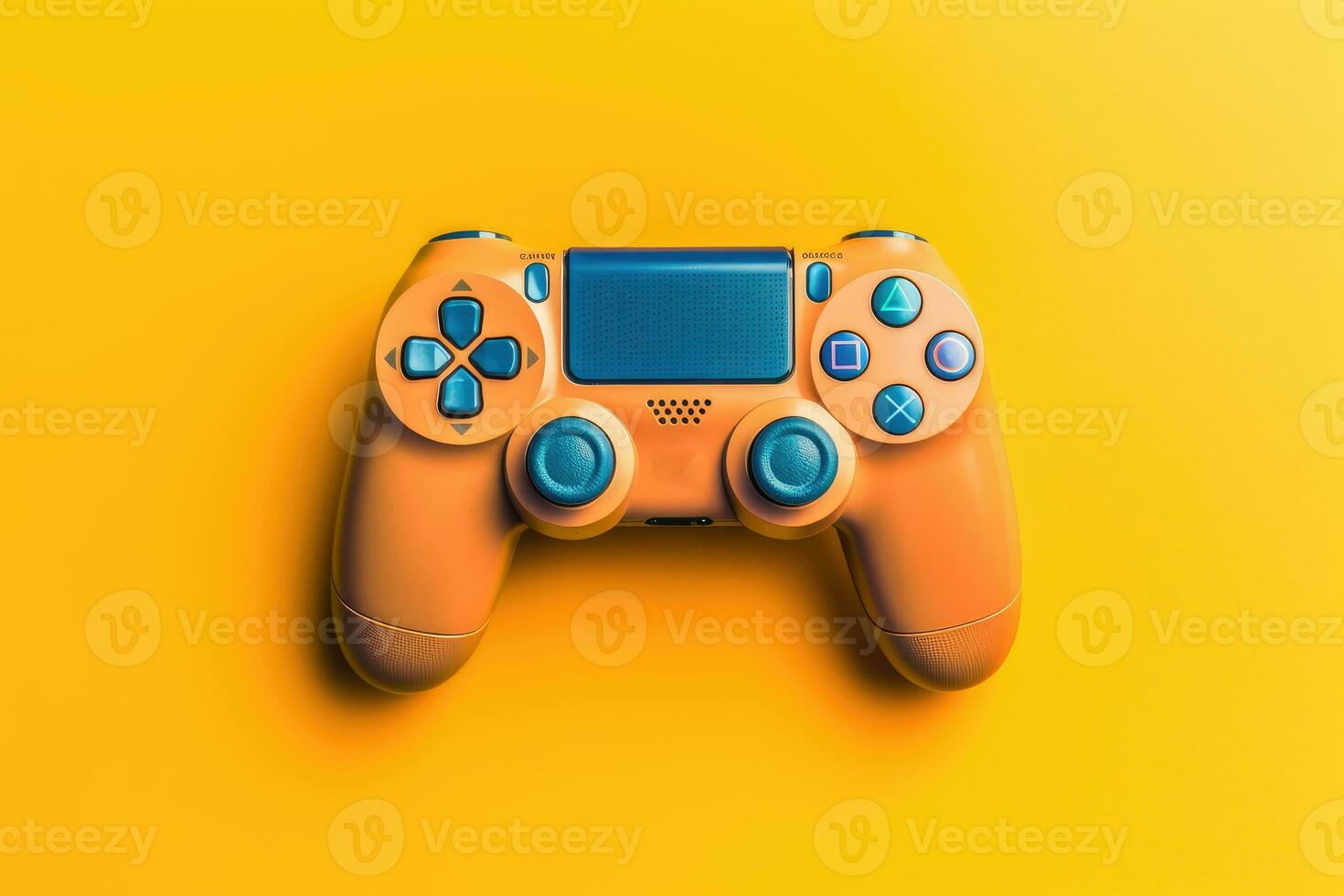 Modern video game controller on colorful gradient background photo