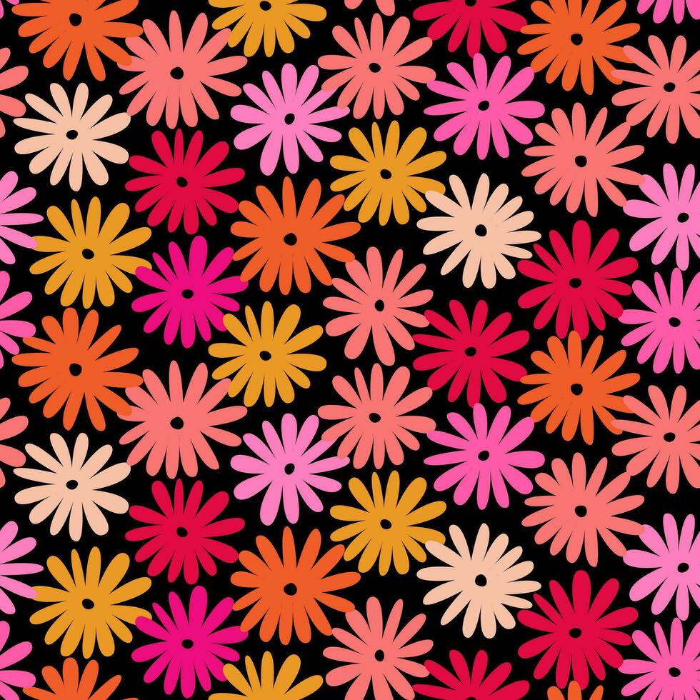 Hand drawn flowers, seamless patterns with floral for fabric, textiles, clothing, wrapping paper, cover, banner, home decor, abstract backgrounds. vector