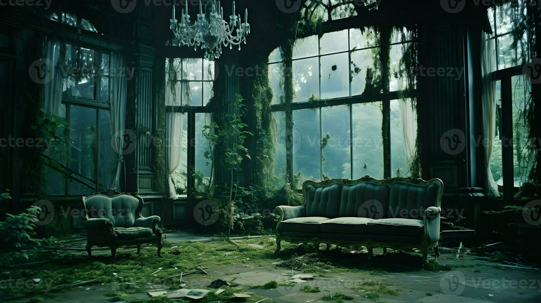 Beautiful Interior design, room background wallpaper, Generative AI photo