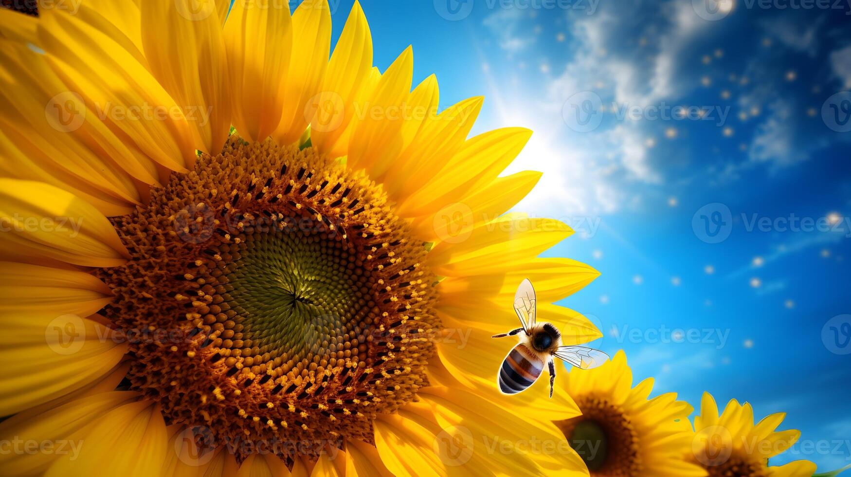 Bee or honeybee, honey comb, background, photo