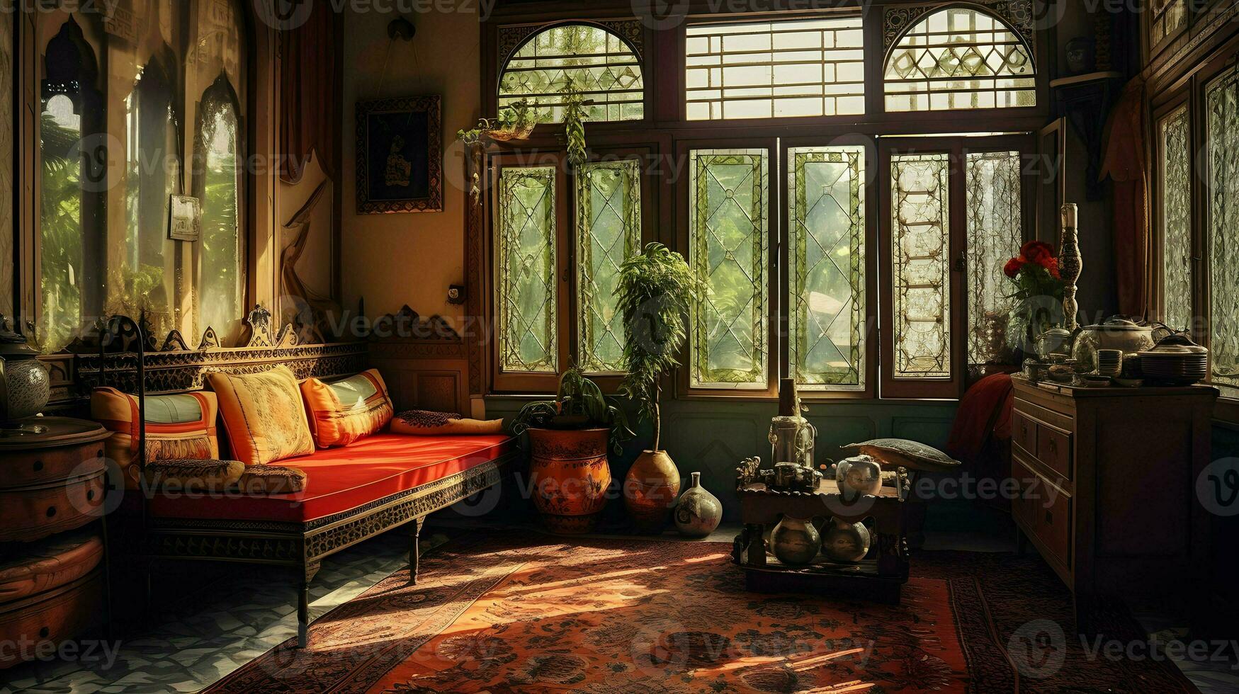 Beautiful Interior design, room background wallpaper, Generative AI photo