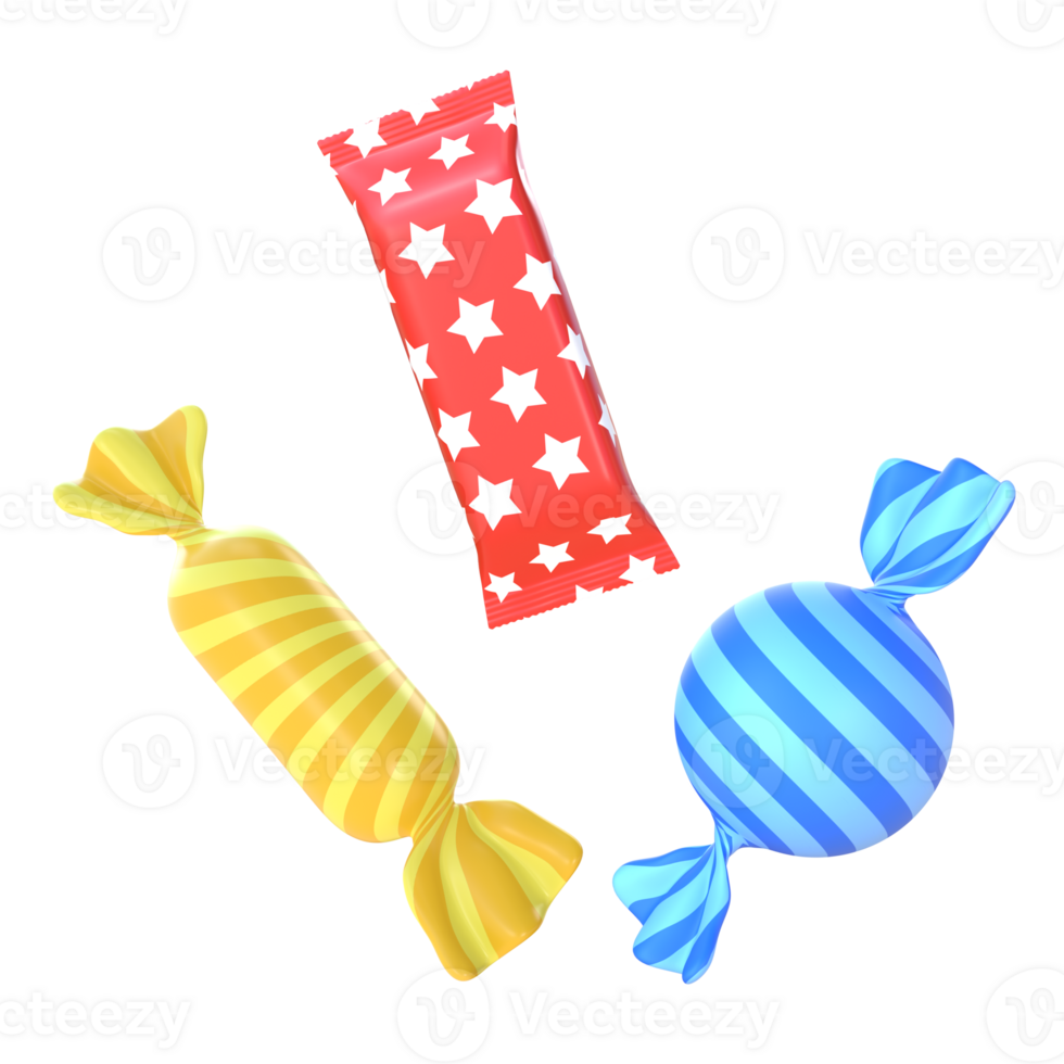 3D Rendering Colorful Candies png