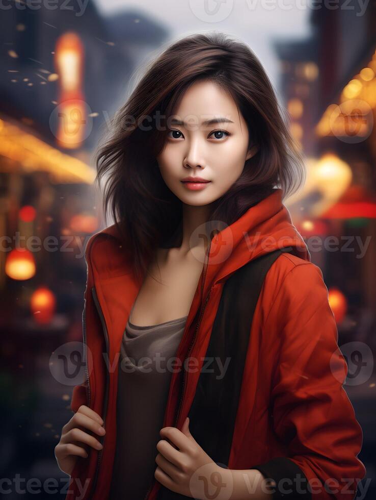 Beautiful young Asian woman portrait, cute girl wallpaper background photo, photo