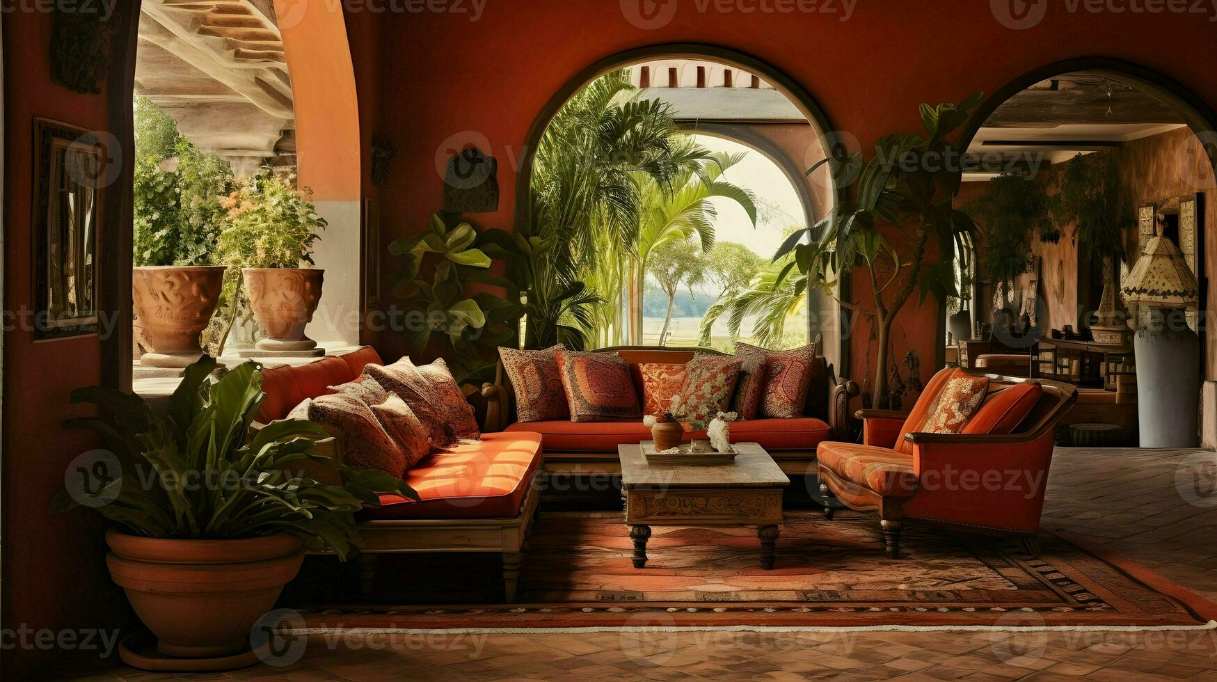 Beautiful Interior design, room background wallpaper, Generative AI photo