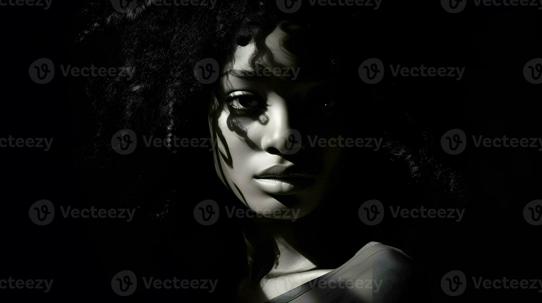 African black woman portrait, cute girl stock photo background, Generative AI