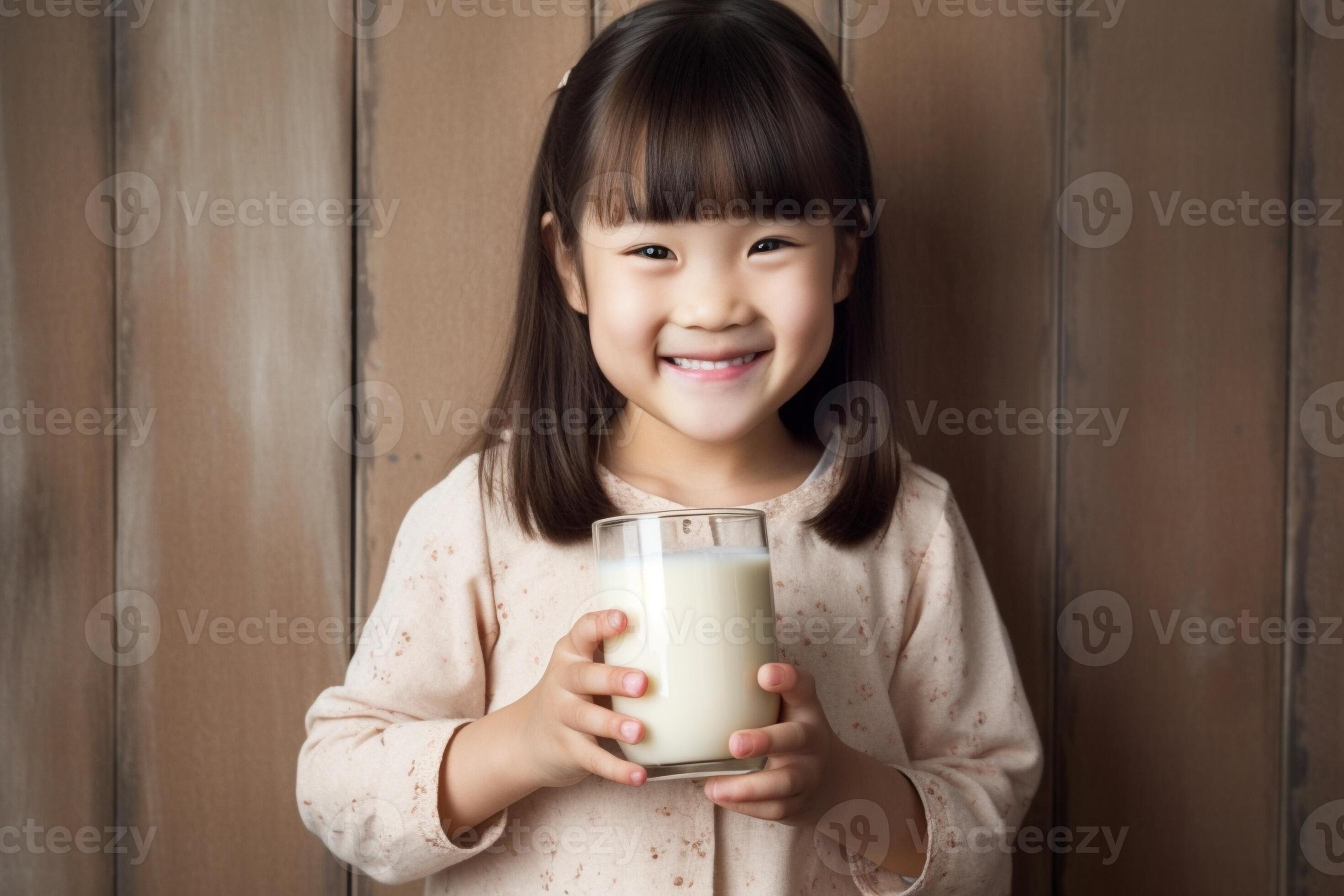 AI Generative happy child little girl eats cookies and milk 29034003
