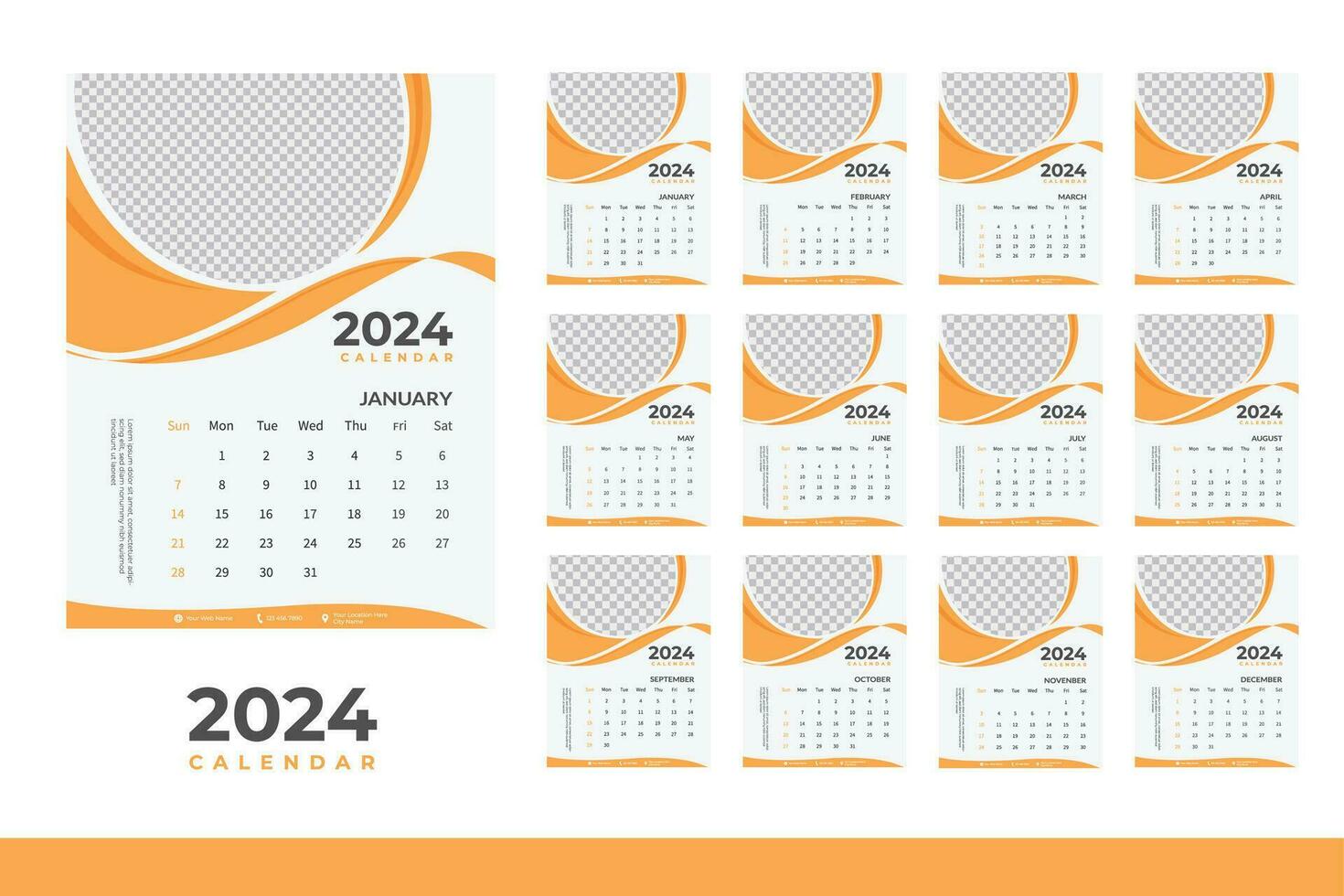 2024 Calendar Design Template, Modern  Calendar Design in Business Style vector
