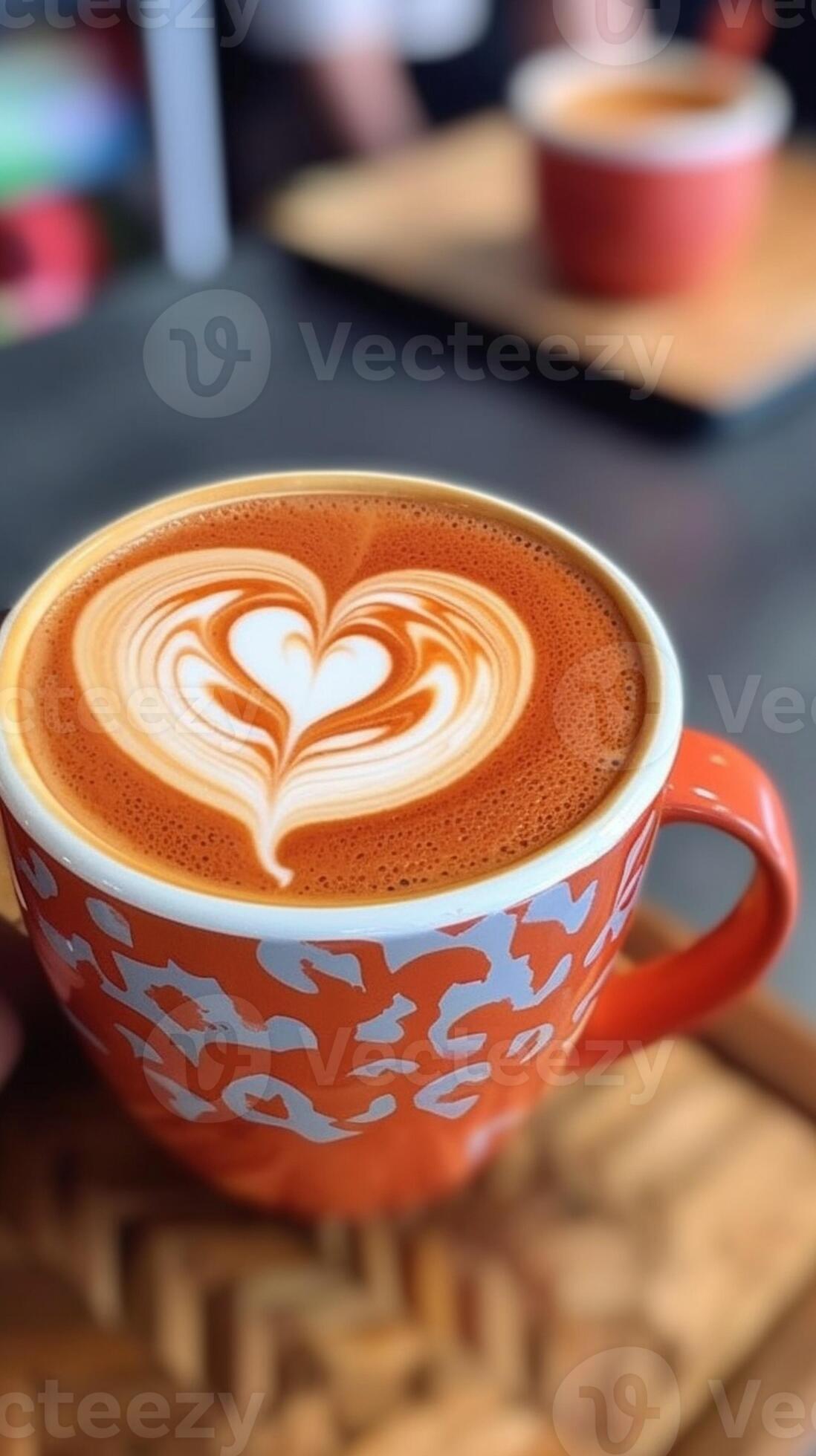 AI Generative A glass of hot latte coffee with heart latte art in