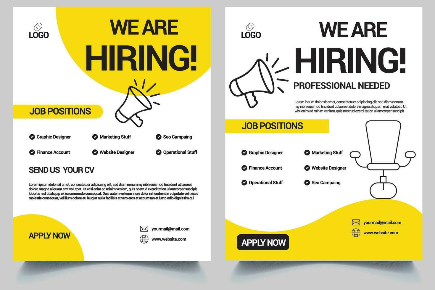 We are hiring flyer design.  Job vacancy flyer poster template design.eb vector