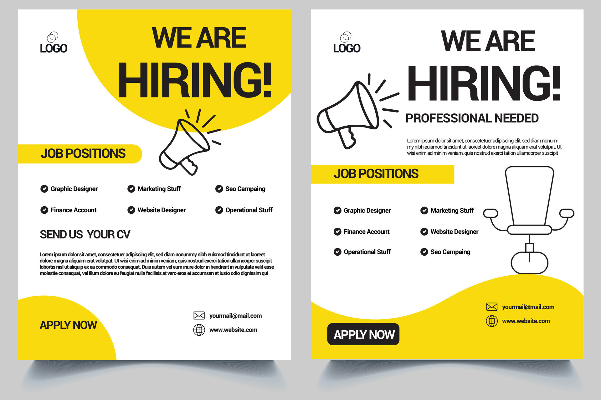 We are hiring flyer design. Job vacancy flyer poster template design.eb