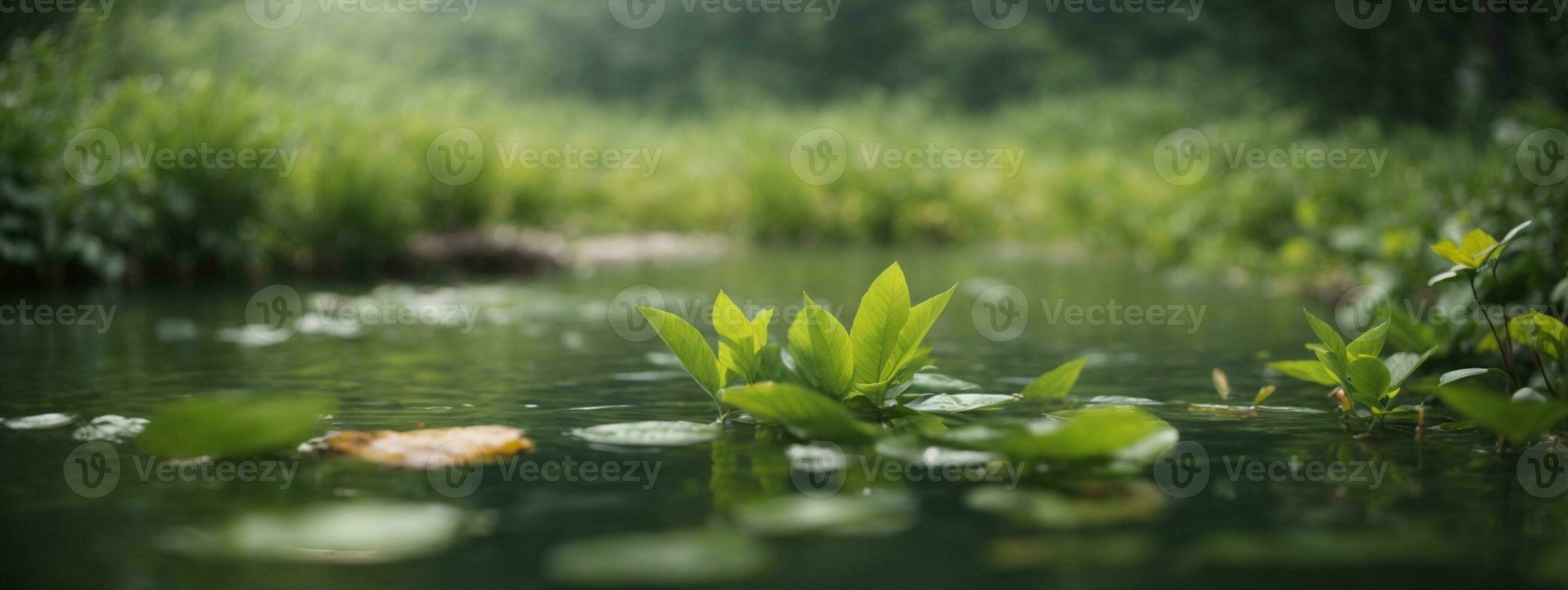 blurred image of natural background from water and plants. AI generated photo