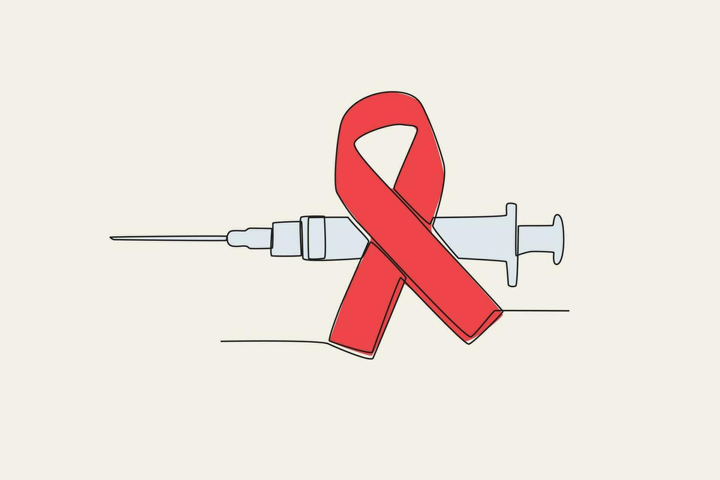 Color illustration of a syringe and ribbon vector