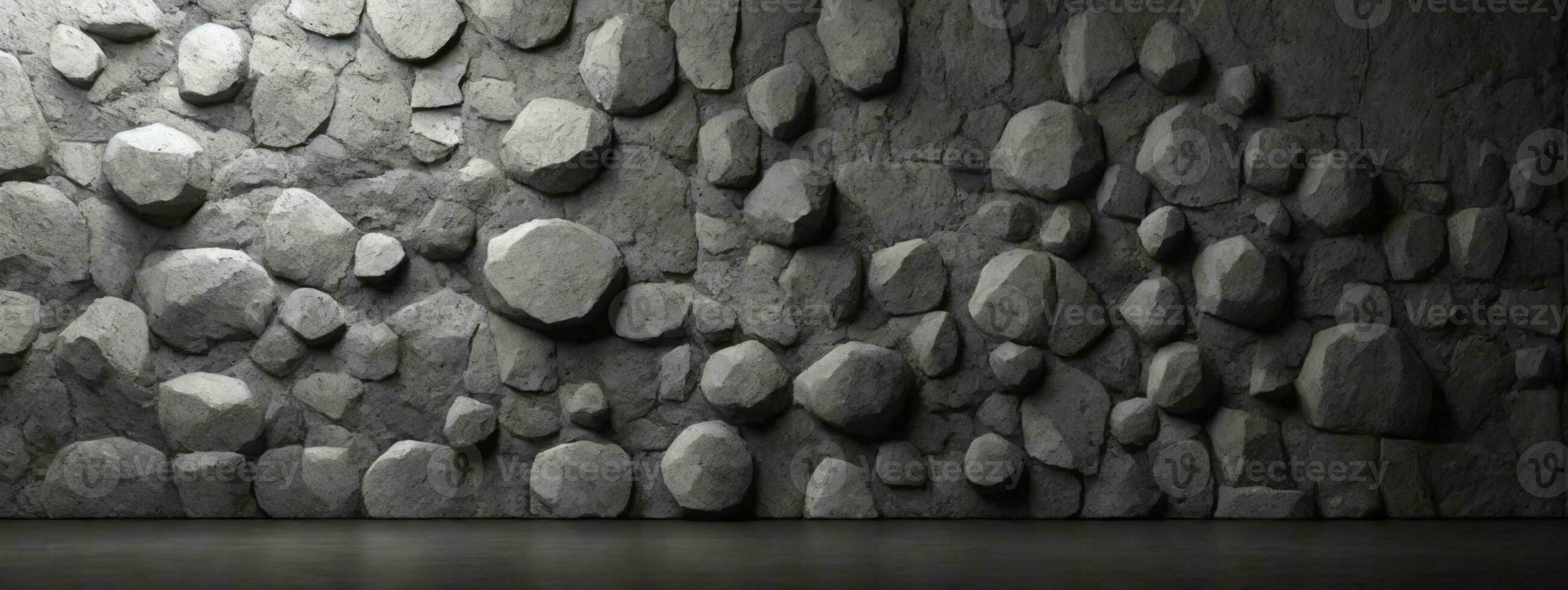 Old wall texture cement dark black gray background abstract grey color design are light with white gradient background.. AI generated photo