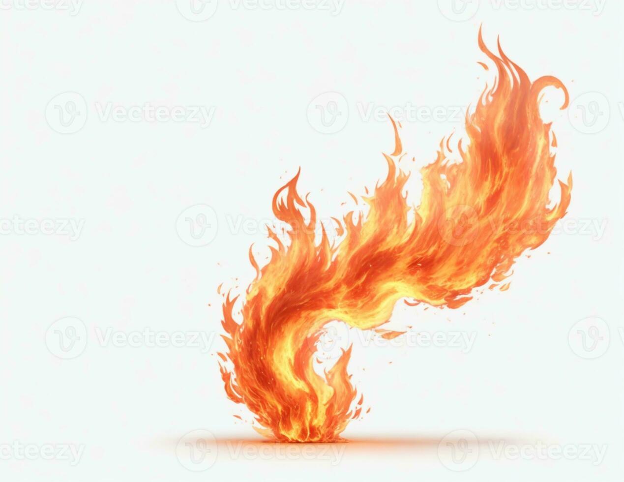 Fire flames isolated on white background. AI generated photo