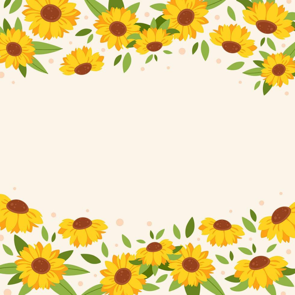 Sunflowers background. Sunflowers frame. vector