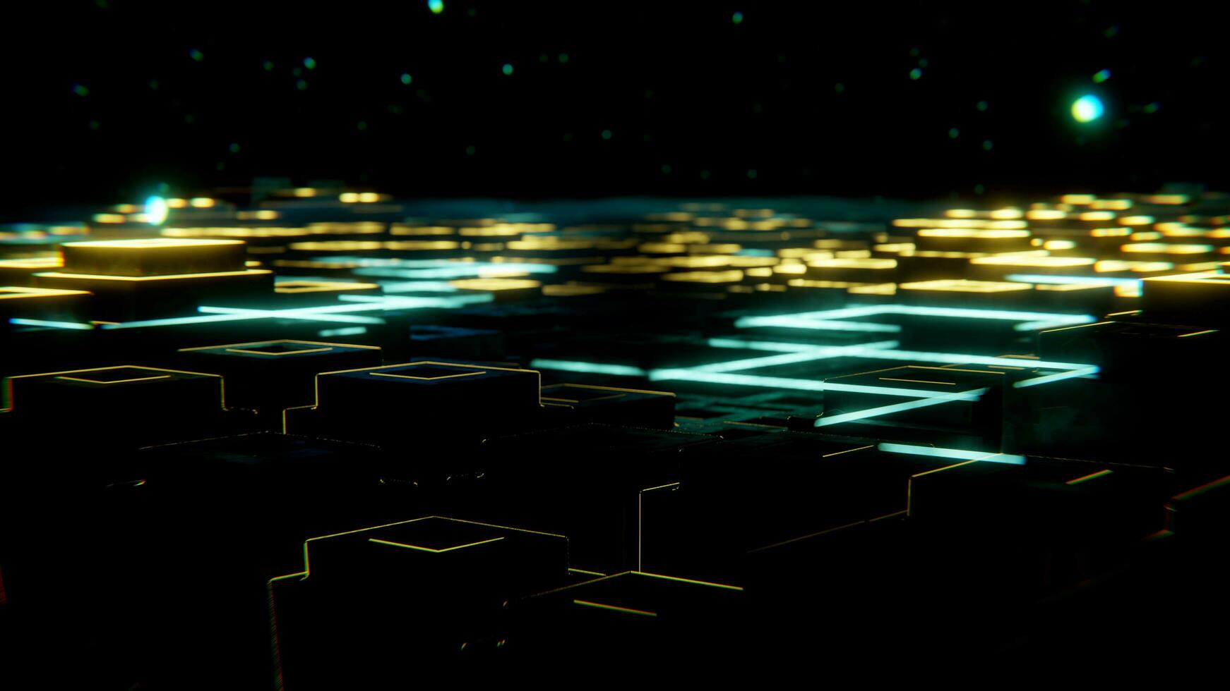 3D render seamless animation of abstract futuristic high-tech armored computer generated landscape photo