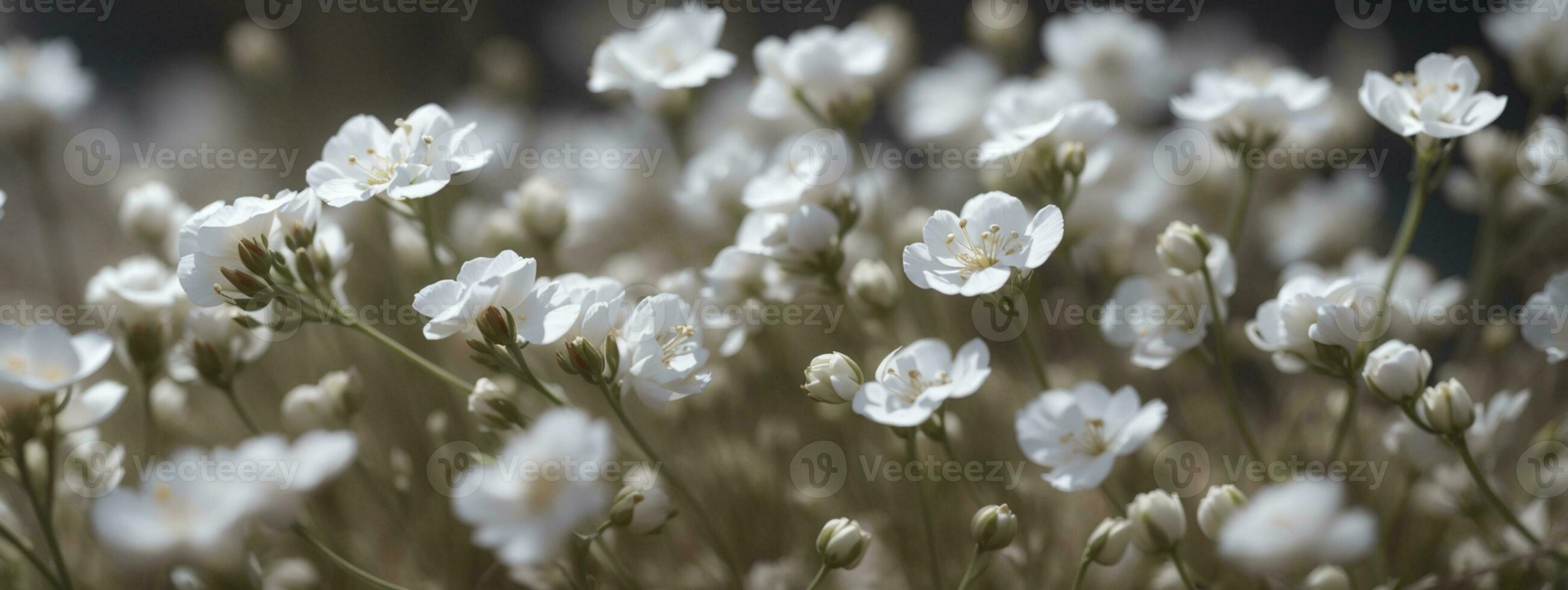 Gypsophila seco pequeño blanco flores ligero macro. ai generado foto