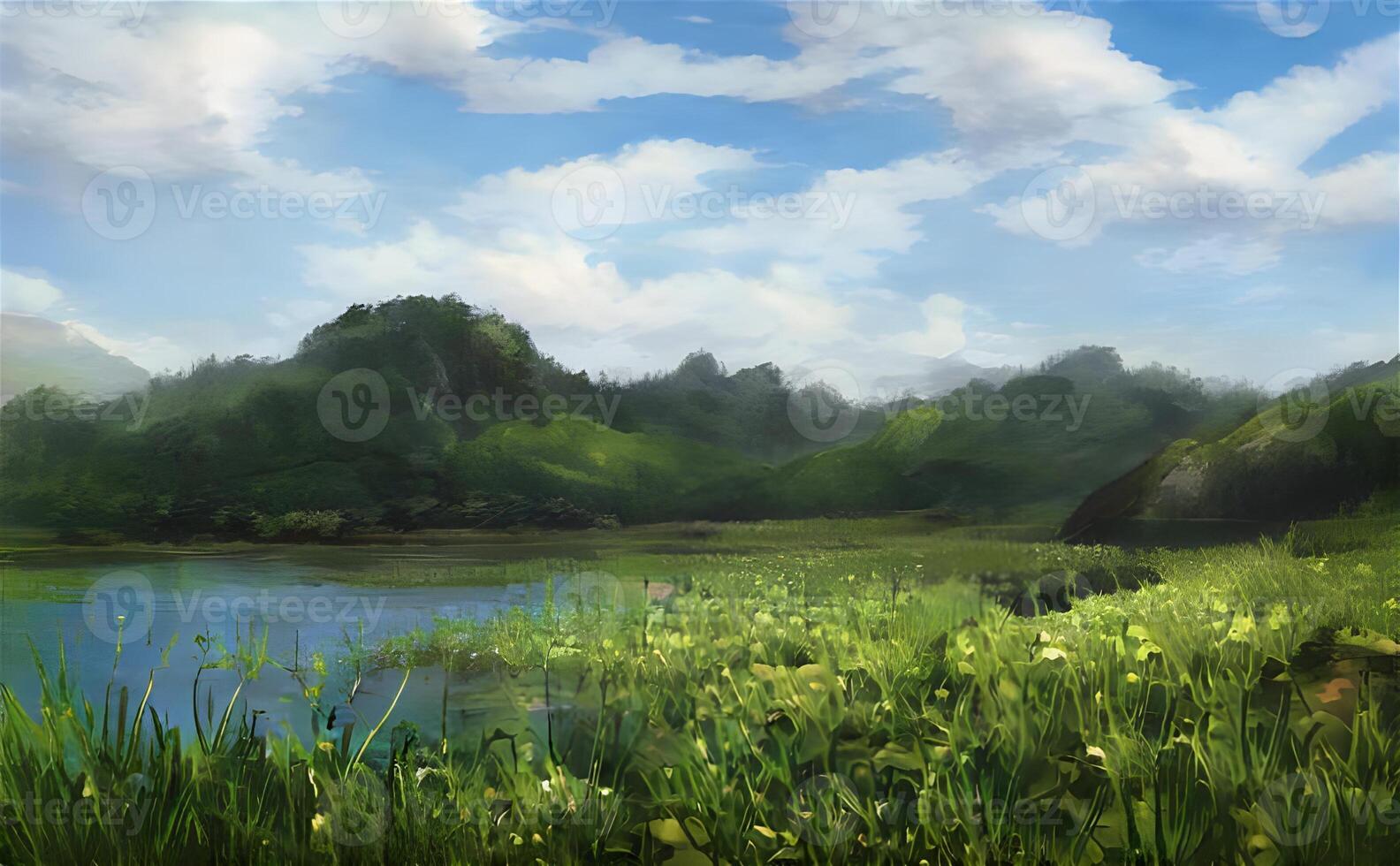 landscape with lake, photo