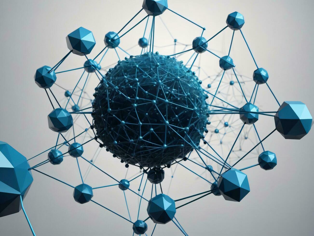 A Large Blue Ball Surrounded By Many Smaller Blue Balls. AI Generated photo