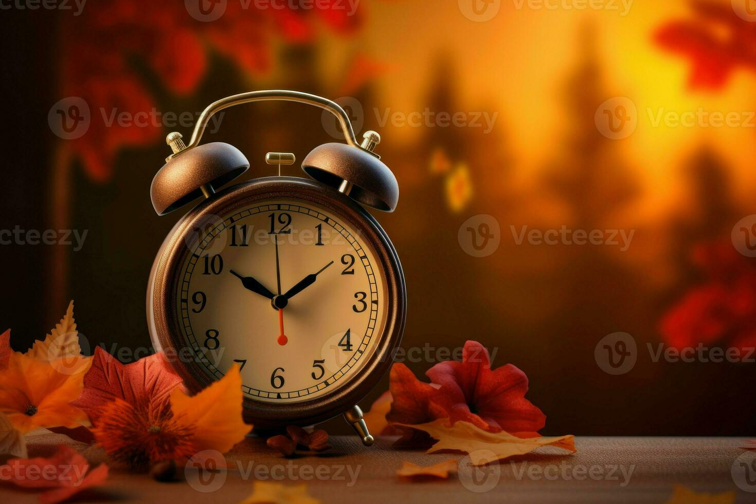 Timely alarm clock autumn. Generate Ai photo