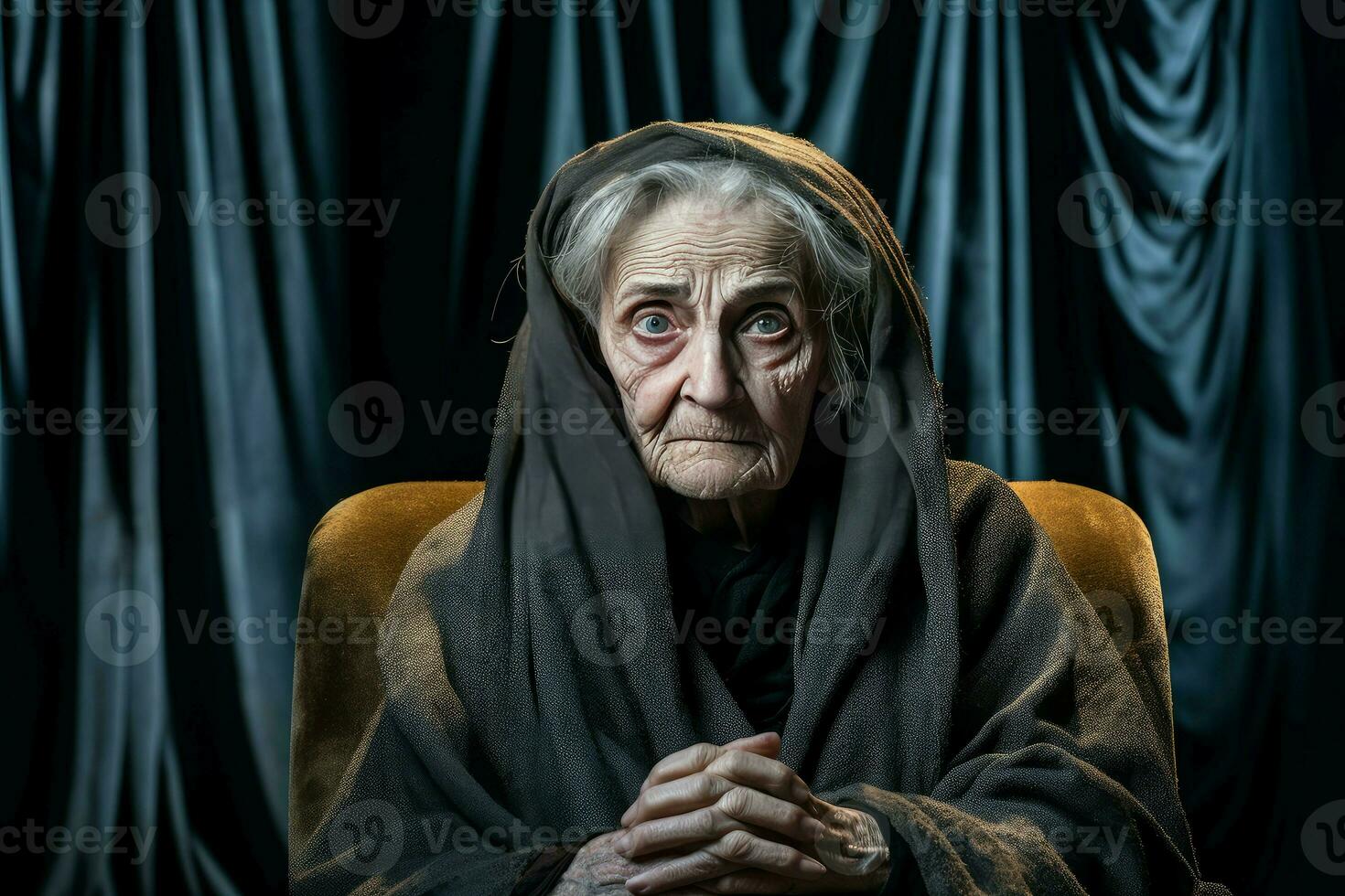 encantador actor antiguo mujer en pequeño teatro. generar ai foto