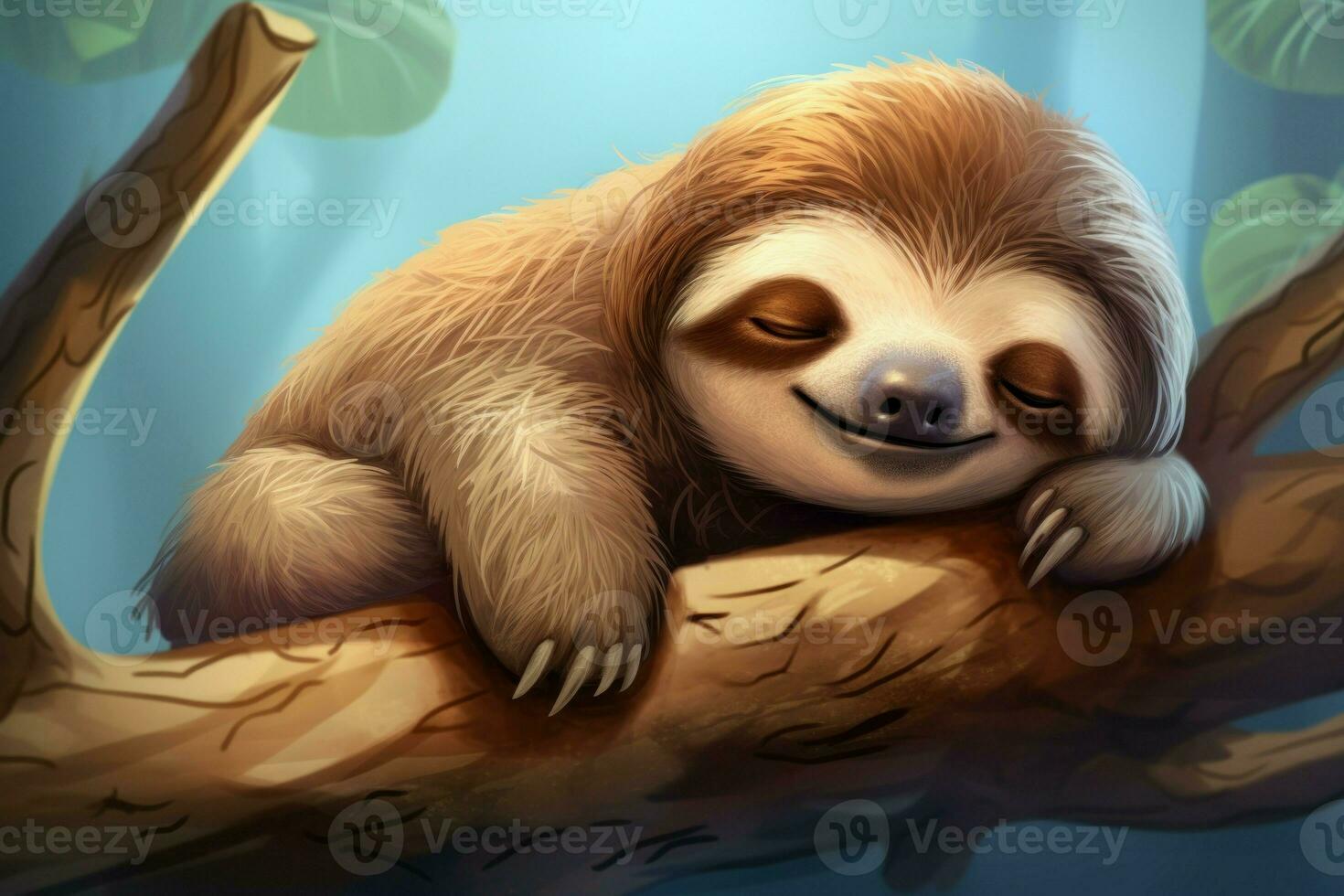Sloth sleeping. Generate Ai photo