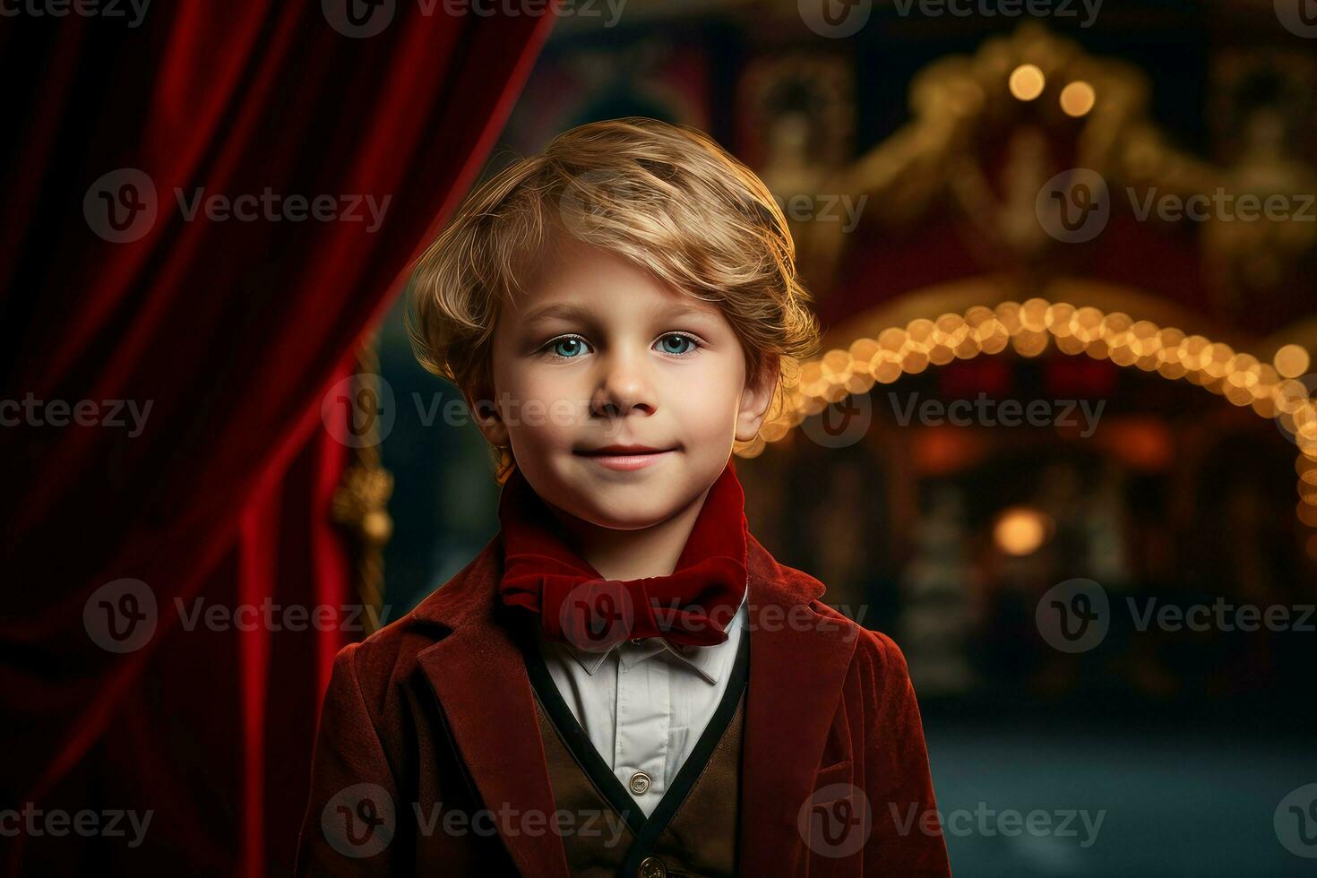 Gifted Actor boy in small theater. Generate Ai photo