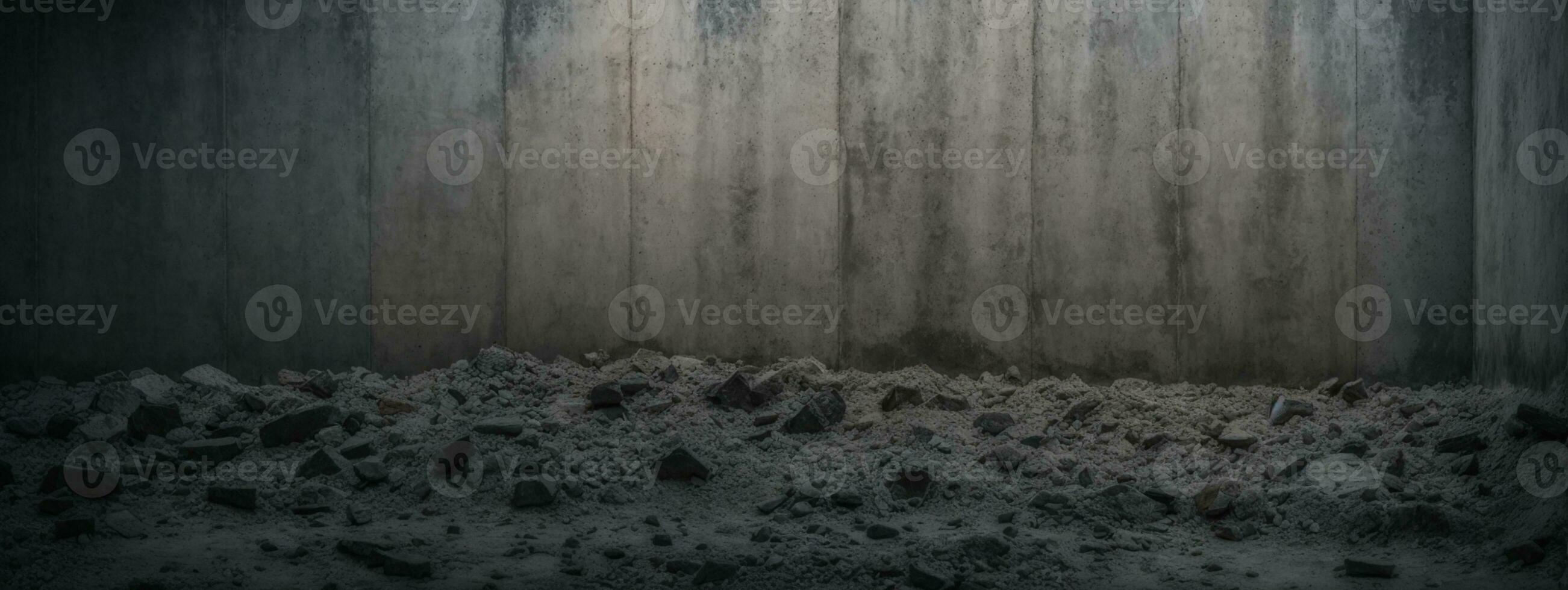 Old wall texture cement dark black gray background abstract grey color design are light with white gradient background.. AI generated photo