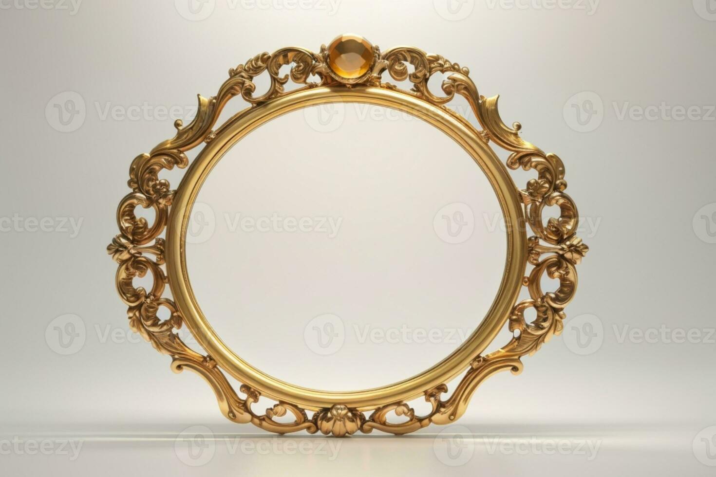 old antique gold frame over white background. AI generated photo