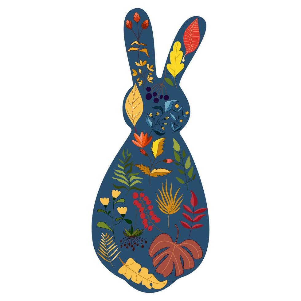 Rabbits character design with beautiful blossom flowers for Spring, Easter. Autumn Festival or Chinese New Year 2023, year of the Rabbit zodiac sign. Vector illustration.