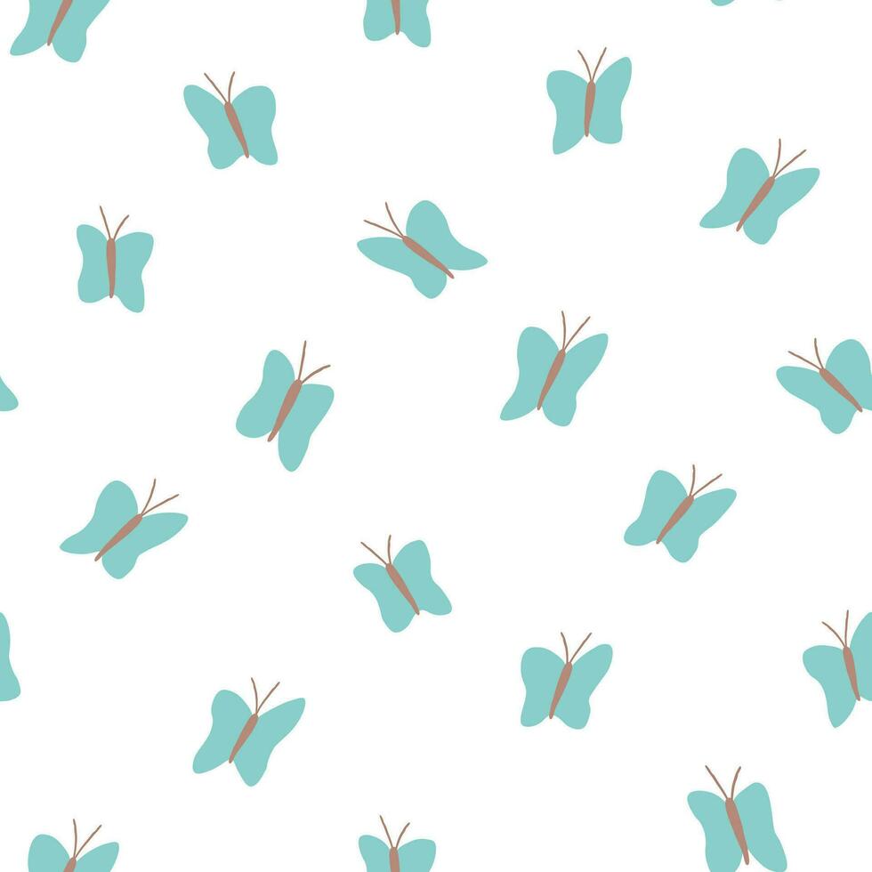 Seamless pattern with cute abstract butterflies. Simple summer baby print. Vector graphics.