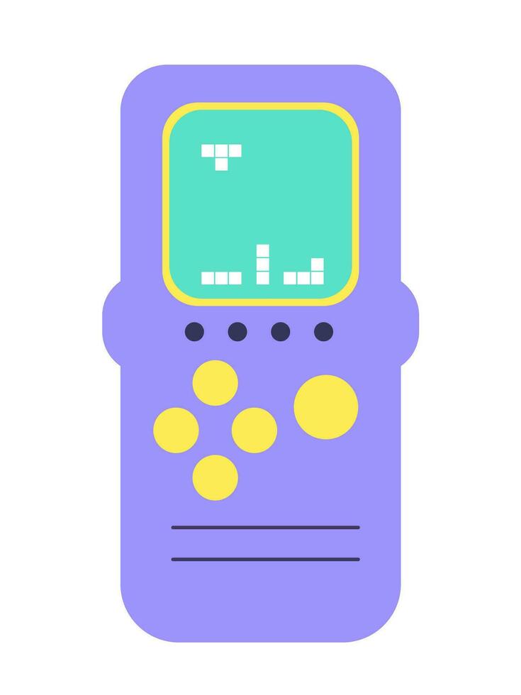 Vector retro pocket game console illustration. Flat game console 90s