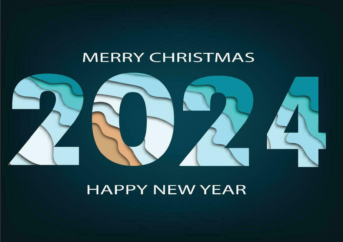 2024 happy new year.Paper cut 2024 word for new year festival.card