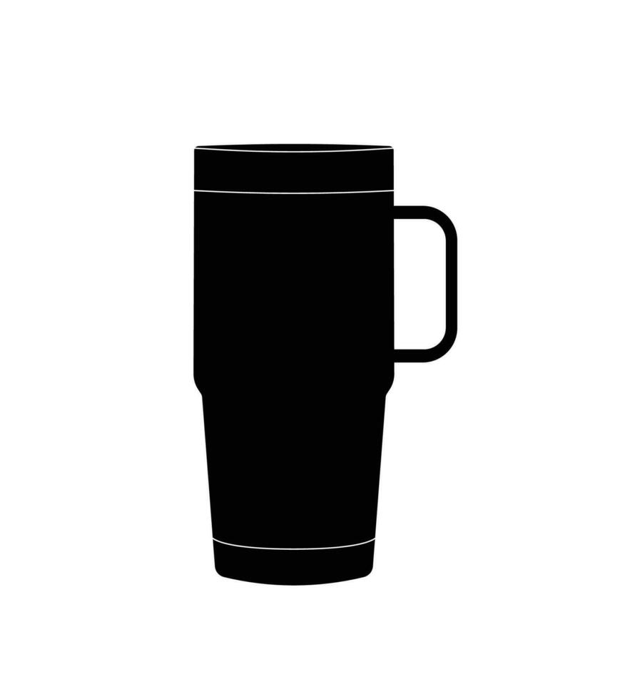 Stainless steel coffee mug with handle silhouette, tea and hot drinks Cup icon vector