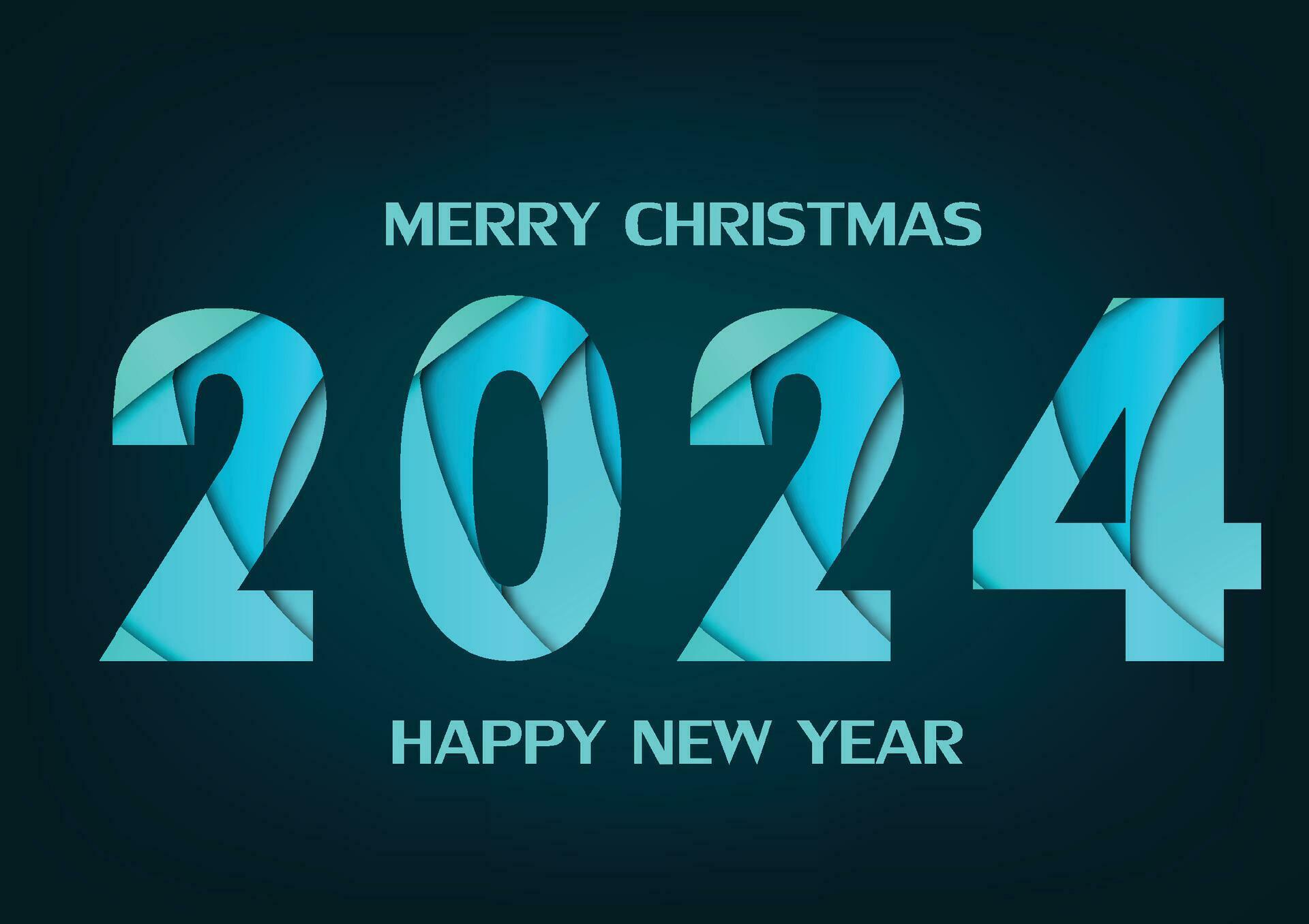 2024 happy new year.Paper cut 2024 word for new year festival.card
