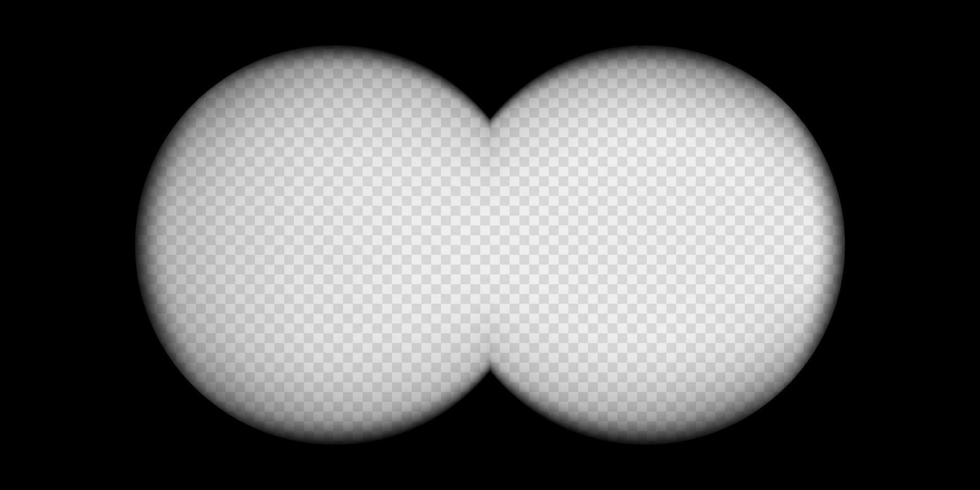 Binocular view. Spy vision with optical aim zoom. Aiming glasses. Lens