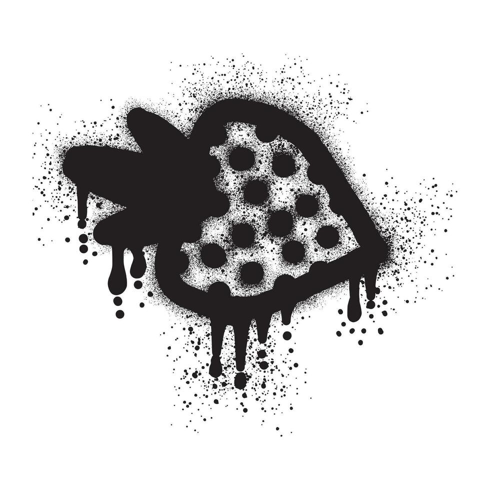 Strawberry graffiti with black spray paint vector