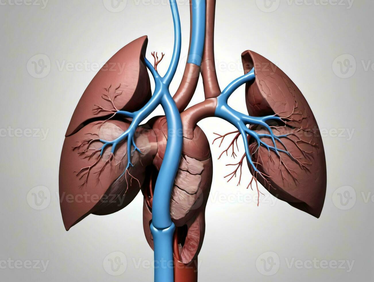 un diagrama de el humano corazón y pulmones. ai generado foto