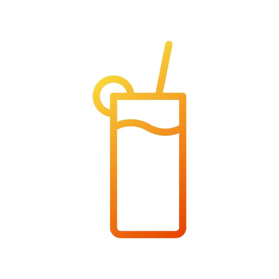 Drink icon gradient yellow orange summer beach symbol illustration. vector