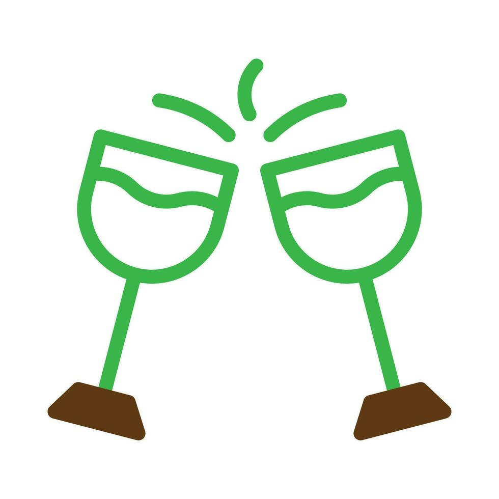 Glass wine icon duotone green brown colour easter symbol illustration. vector
