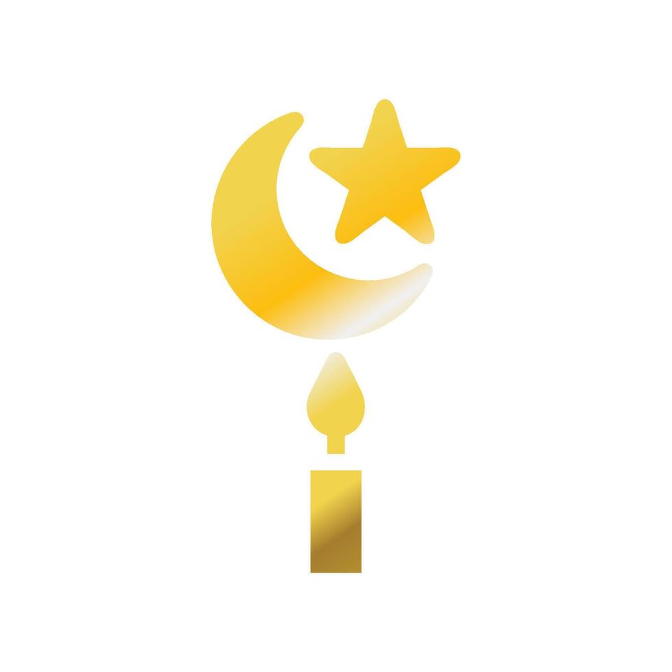 Candle icon solid gradient golden colour ramadan symbol illustration perfect. vector