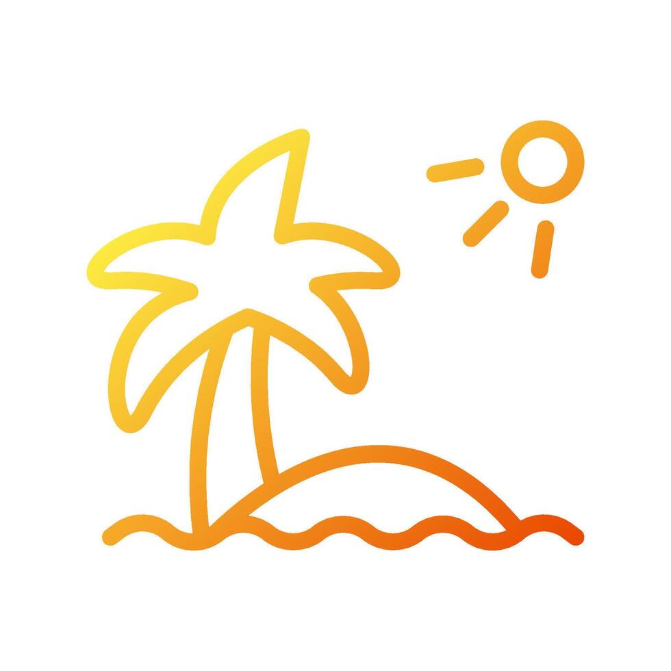 Island icon gradient yellow orange summer beach symbol illustration. vector