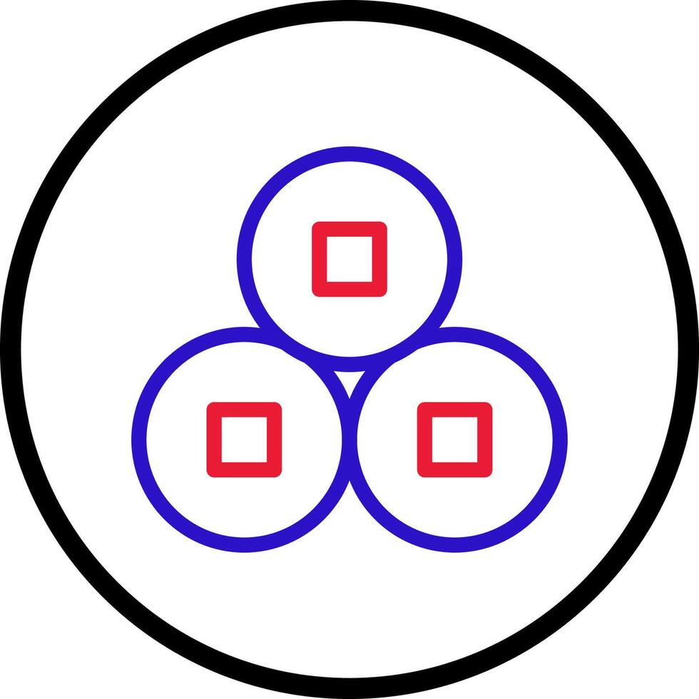 Coin icon line rounded red blue colour chinese new year symbol perfect. vector