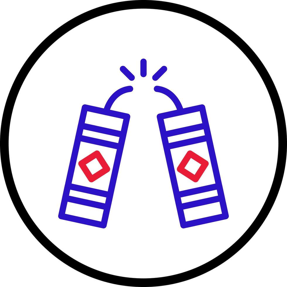 Firecrackers icon line rounded red blue colour chinese new year symbol perfect. vector