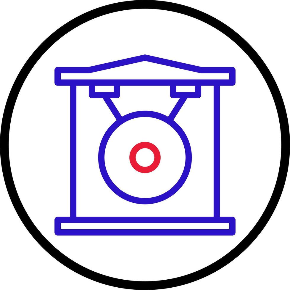 gong icono línea redondeado rojo azul color chino nuevo año símbolo Perfecto. vector