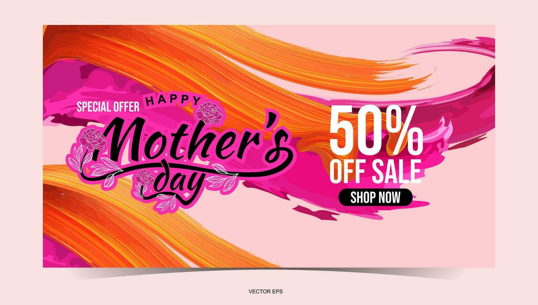 mother's day sale banner with colorful paint strokes vector